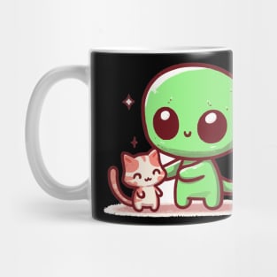 Alien hugging cat funny Mug